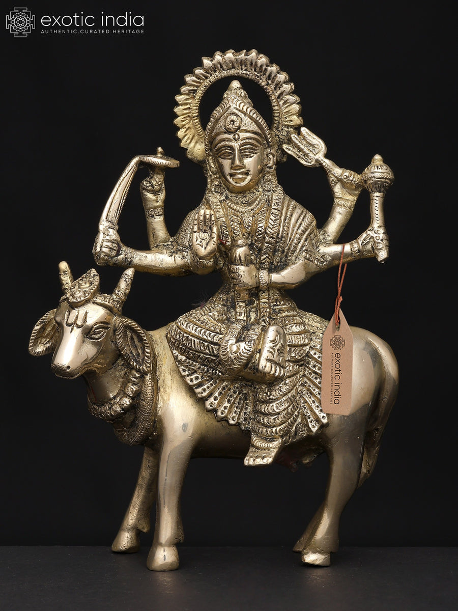 7" Six Armed Goddess Umiya Brass Statue for Pooja