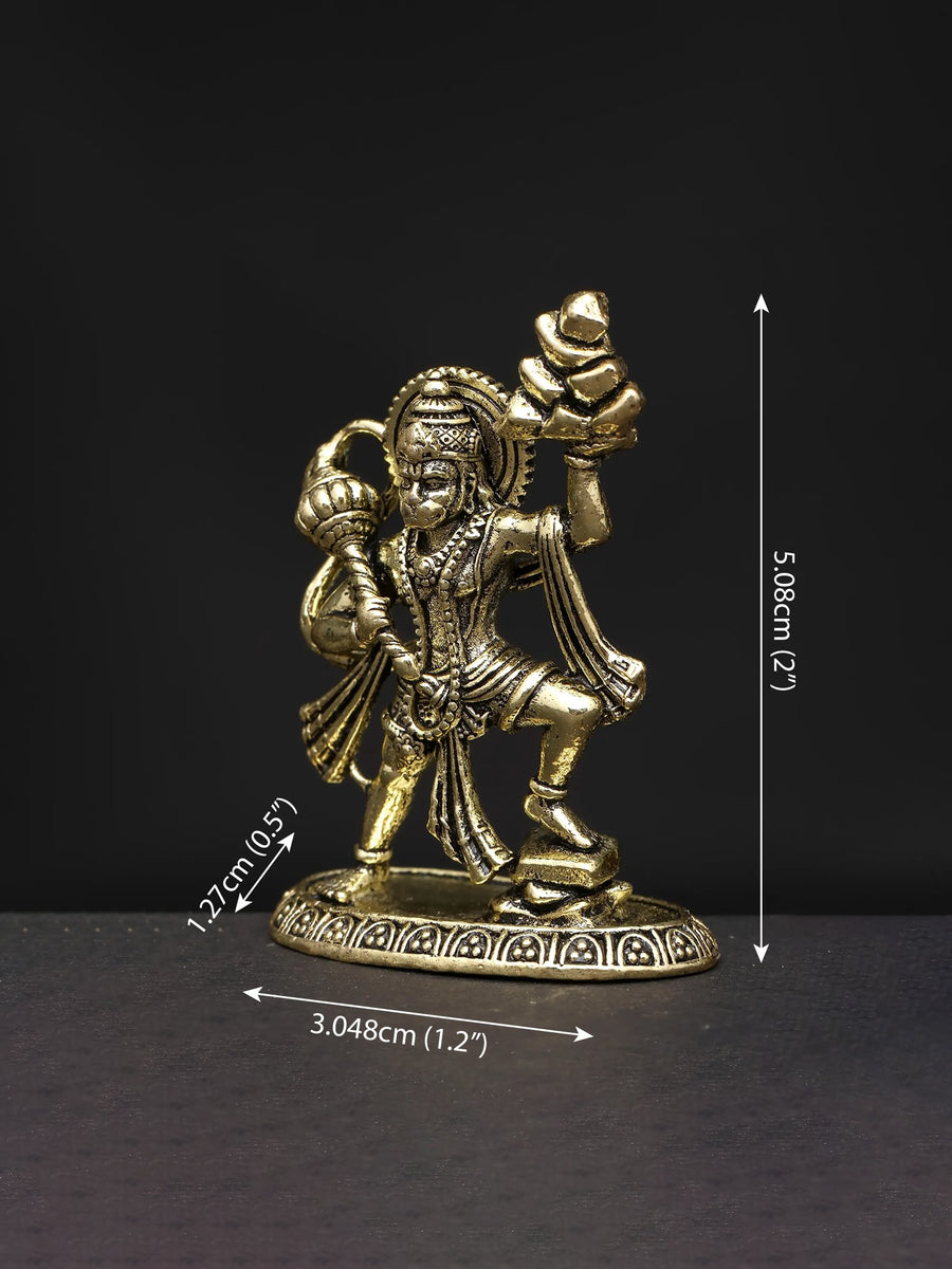 1" Superfine Sanjivani Hanuman Brass Idol for Pooja