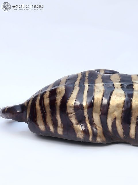 53" Large Decorative Royal Resting Tiger | Brass Sculpture