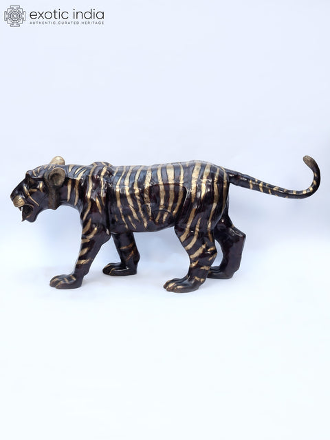 70" Large Tiger in Walking Gesture | Brass Statue | Made in India