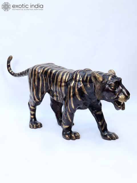70" Large Tiger in Walking Gesture | Brass Statue | Made in India