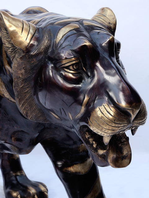 70" Large Tiger in Walking Gesture | Brass Statue | Made in India