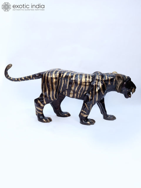 70" Large Tiger in Walking Gesture | Brass Statue | Made in India