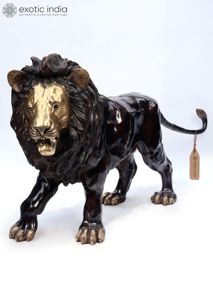 89" Large The Roaring Lion | Brass Sculpture | Home Decor Item