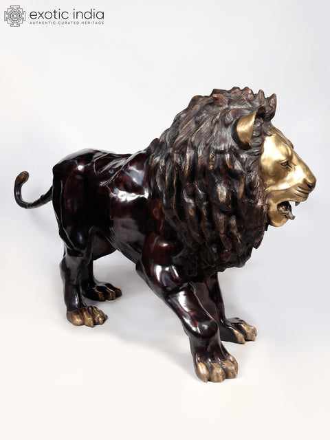 89" Large The Roaring Lion | Brass Sculpture | Home Decor Item