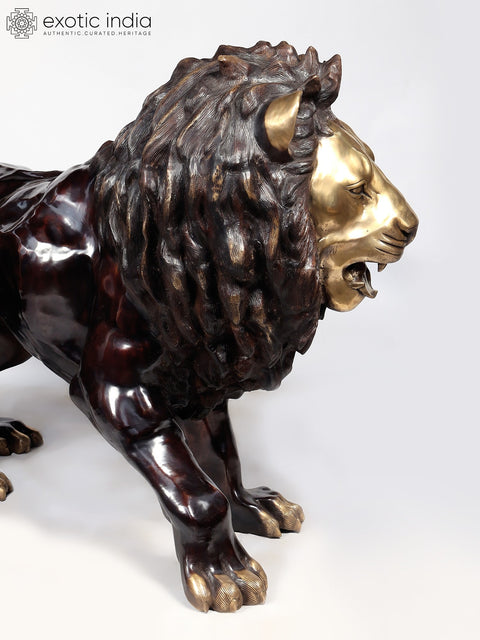 89" Large The Roaring Lion | Brass Sculpture | Home Decor Item