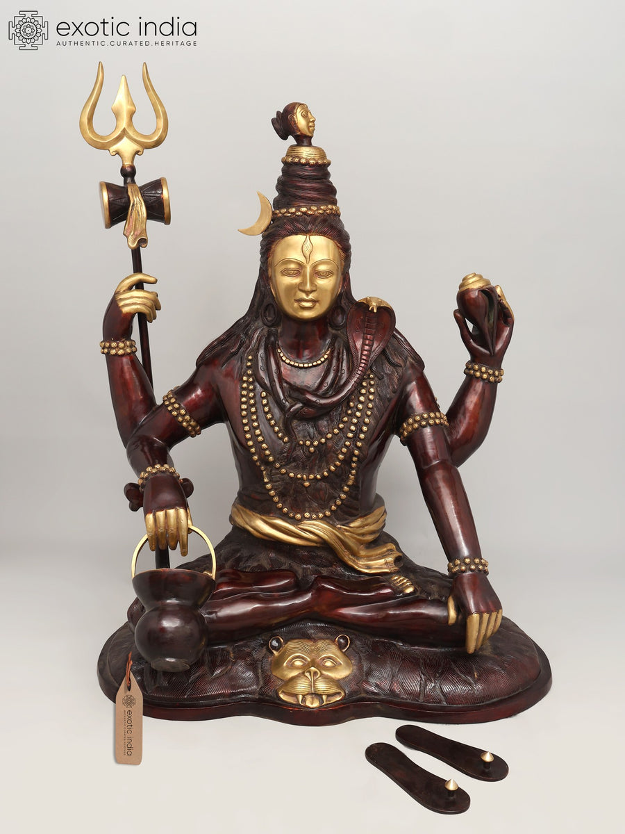 47" Lord Shiva Meditation Brass Sculpture Handmade