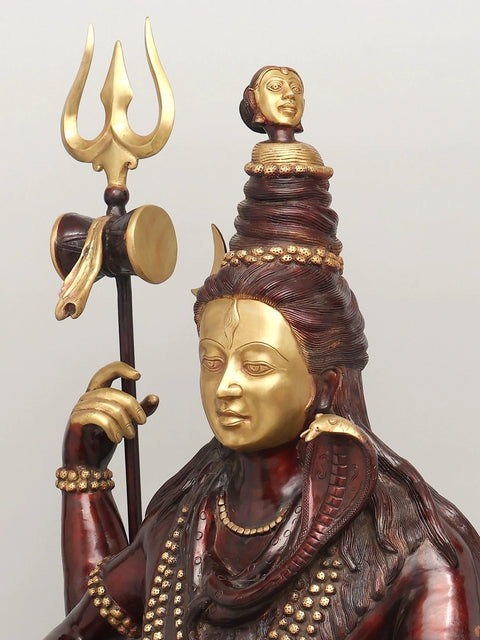 47" The Lord Shiva Sitting in Meditation Gesture | Brass Sculpture