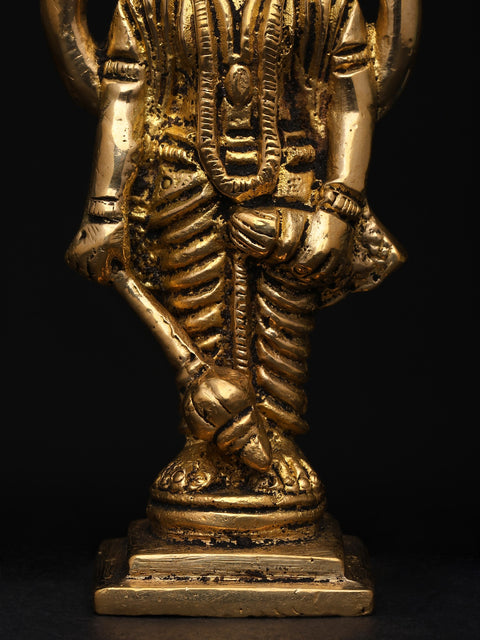4" Small Divine Form of Lord Vishnu with Conch, Chakra, Mace and Lotus | Brass Statue