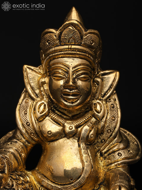 4" Small Lord Kubera Idol – God of Wealth and Prosperity | Brass Statue