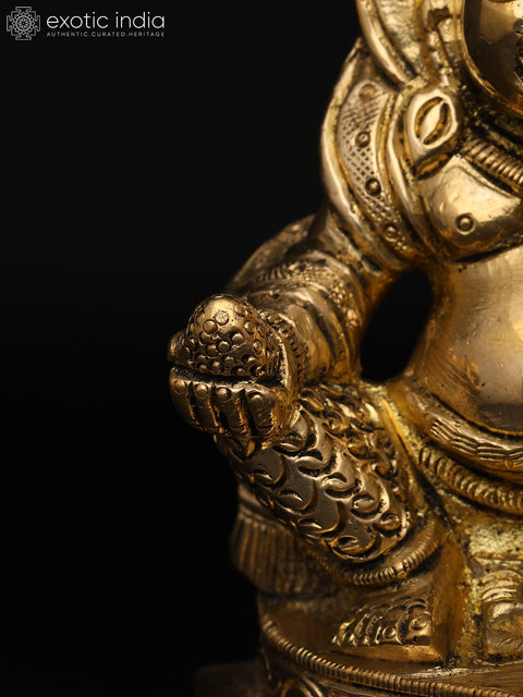 4" Small Lord Kubera Idol – God of Wealth and Prosperity | Brass Statue