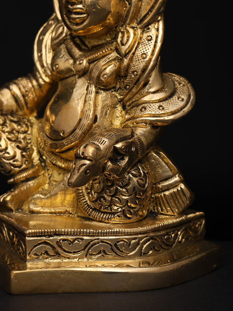 4" Small Lord Kubera Idol – God of Wealth and Prosperity | Brass Statue