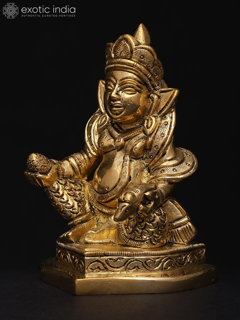 4" Small Lord Kubera Idol – God of Wealth and Prosperity | Brass Statue