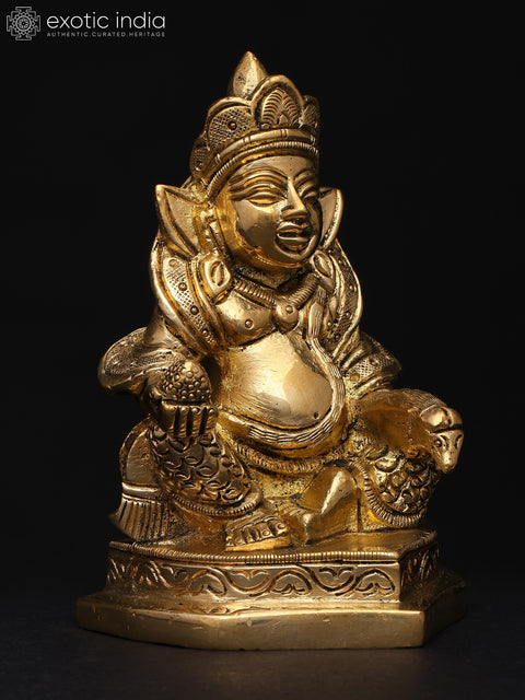 4" Small Lord Kubera Idol – God of Wealth and Prosperity | Brass Statue