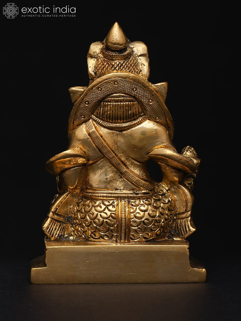 4" Small Lord Kubera Idol – God of Wealth and Prosperity | Brass Statue