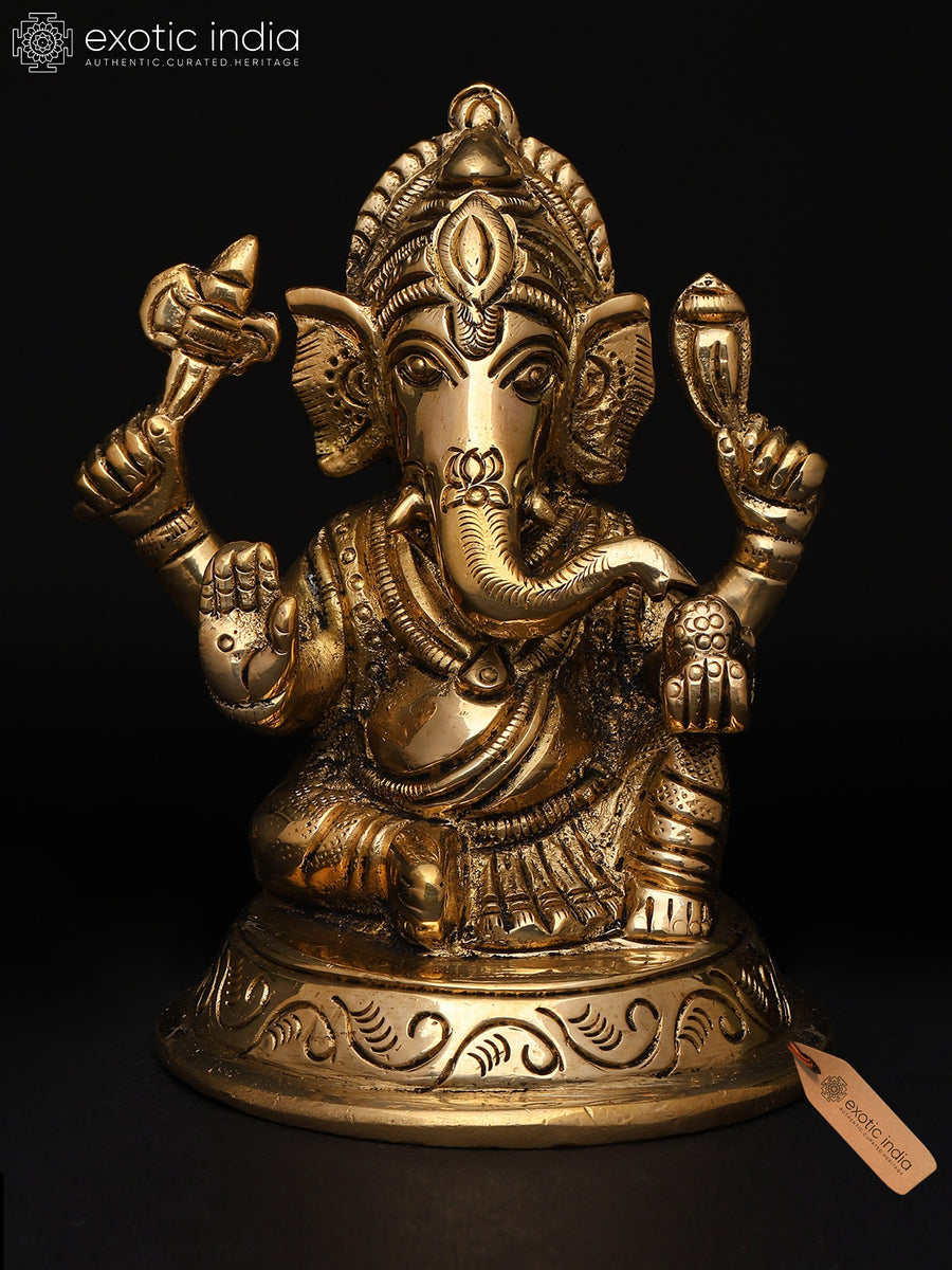 3" Ganapati Brass Idol for Pooja - Symbol of Wisdom and Prosperity