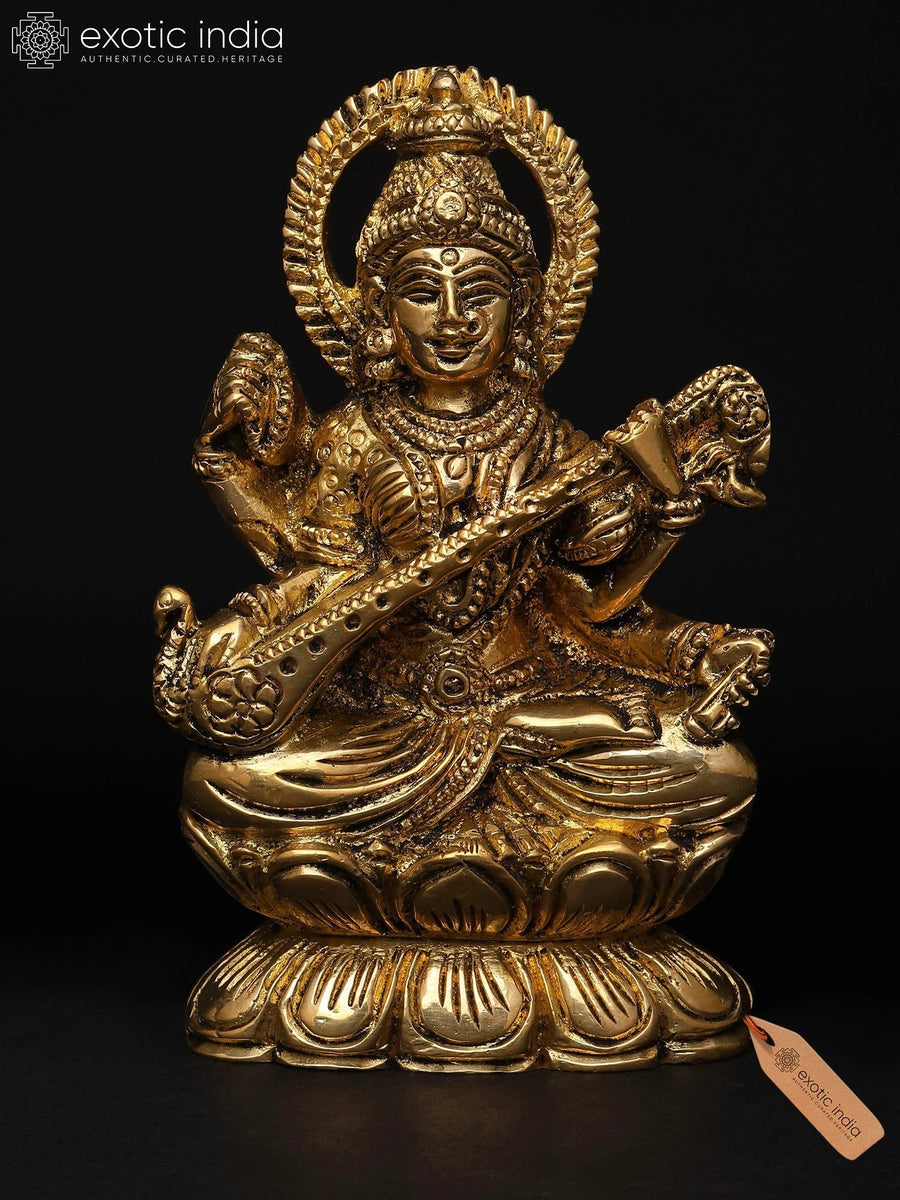 3" Goddess Saraswati Brass Idol for Pooja Home Decor