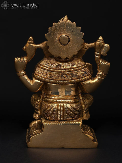 4" Small Lord Ganesha in Blessing Gesture | Brass Statue