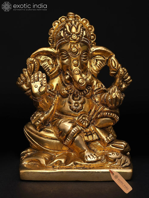 3" Small Ekadanta Brass Ganesha Idol for Home Pooja