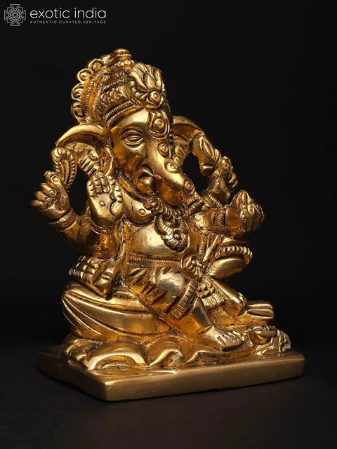 3" Small Ekadanta Ð The Divine Form of Lord Ganesha | Brass Sculpture