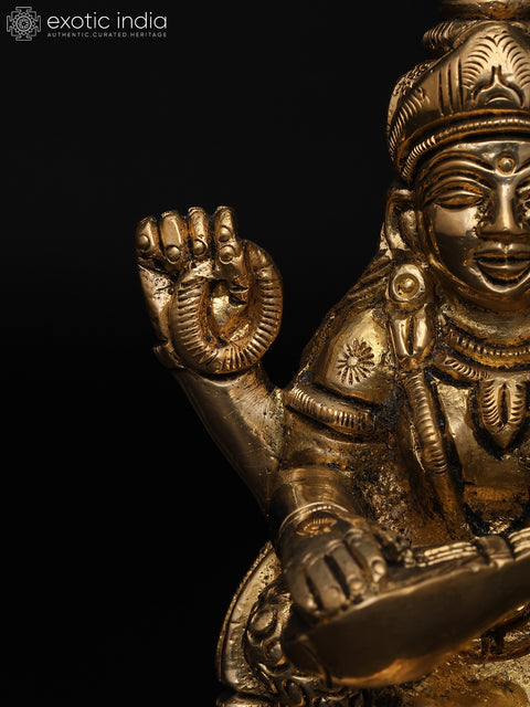 4" Small Goddess Saraswati – The Divine Source of Wisdom and Music | Brass Idol