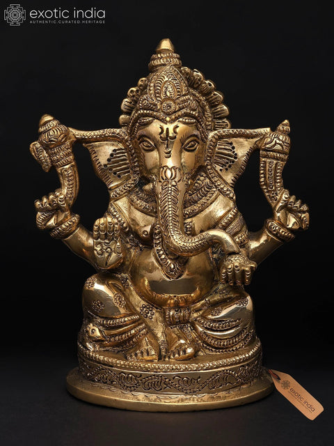 6" Small Lord Ganesha - Giver of Happiness and Prosperity | Brass Statue