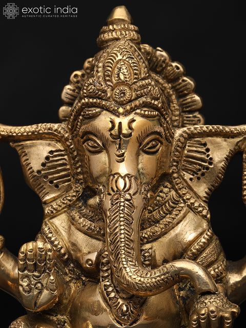 6" Small Lord Ganesha - Giver of Happiness and Prosperity | Brass Statue