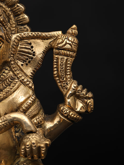 6" Small Lord Ganesha - Giver of Happiness and Prosperity | Brass Statue