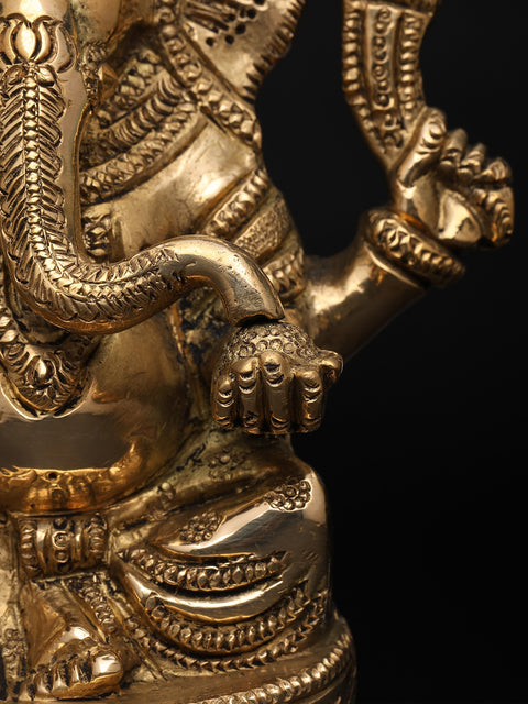 6" Small Lord Ganesha - Giver of Happiness and Prosperity | Brass Statue