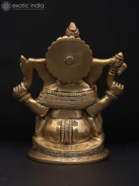 6" Small Lord Ganesha - Giver of Happiness and Prosperity | Brass Statue