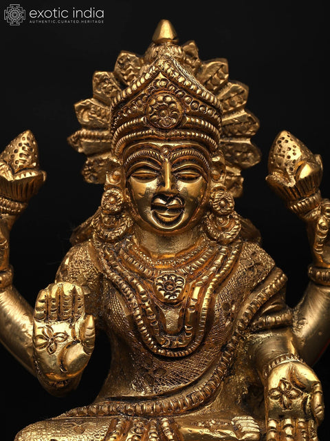 4" Small Goddess Lakshmi - Symbol of Wealth | Brass Idol
