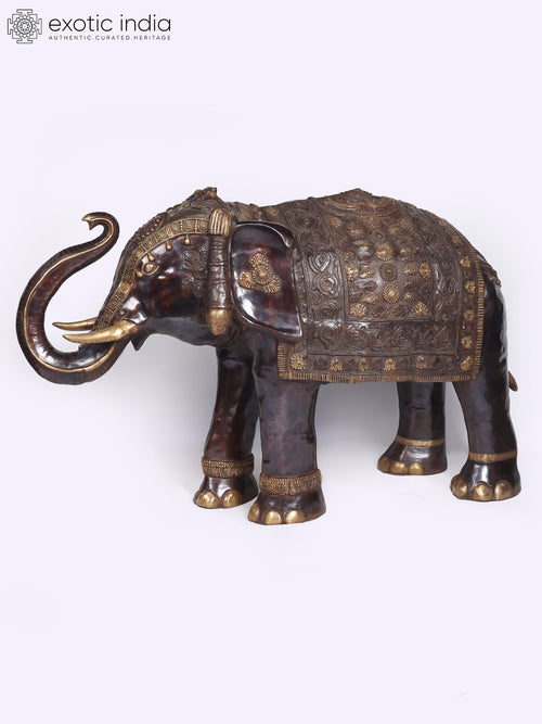 81" Maharaja's Elephant Handmade Brass Statue for Home Decor