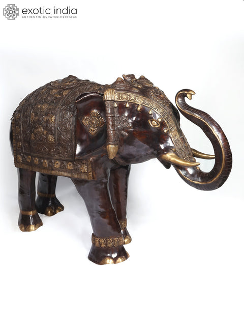 81" The Ornamental Maharaja’s Elephant | Huge Size Decorative Brass Statue
