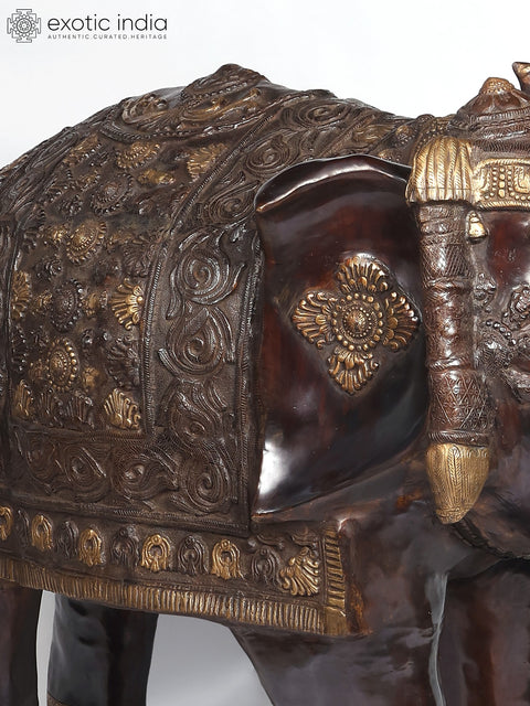 81" The Ornamental Maharaja’s Elephant | Huge Size Decorative Brass Statue
