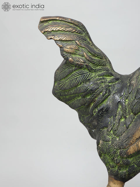 26" Decorative Rooster Statue in Brass | Home Decor