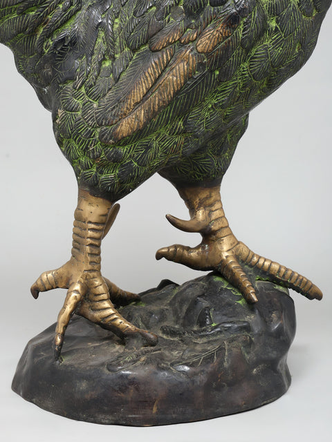 26" Decorative Rooster Statue in Brass | Home Decor