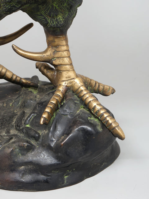 26" Decorative Rooster Statue in Brass | Home Decor
