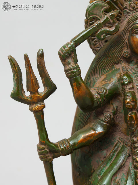 9" Four Armed Hindu Goddess Kali Standing on Lord Shiva | Brass Statue