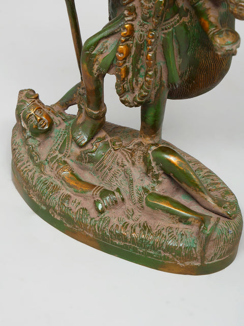 9" Four Armed Hindu Goddess Kali Standing on Lord Shiva | Brass Statue