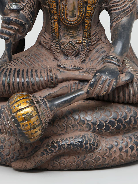 12" Four Armed Lord Vishnu Seated on Sheshnag | Brass Statue | Handmade | Made In India