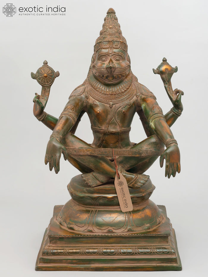 20" Yoga Narasimha Brass Statue - Fourth Incarnation of Vishnu