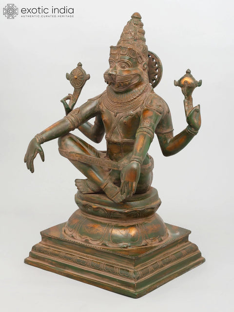 20" Yoga Narasimha - Fourth Incarnation of Lord Vishnu | Brass Statue