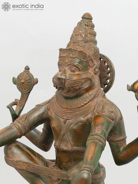 20" Yoga Narasimha - Fourth Incarnation of Lord Vishnu | Brass Statue