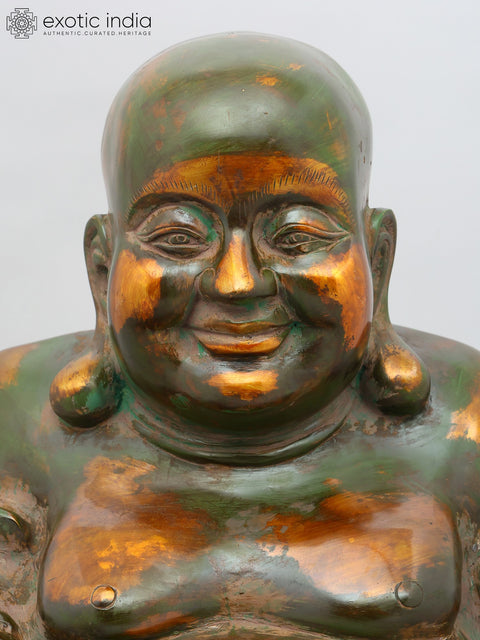 18" Laughing Buddha Statue in Brass | Handmade | Made In India