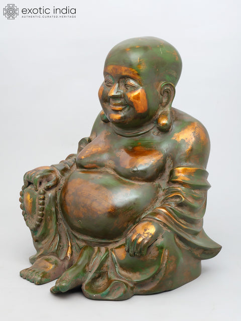 18" Laughing Buddha Statue in Brass | Handmade | Made In India