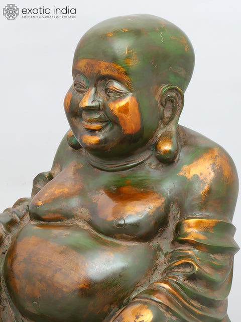 18" Laughing Buddha Statue in Brass | Handmade | Made In India