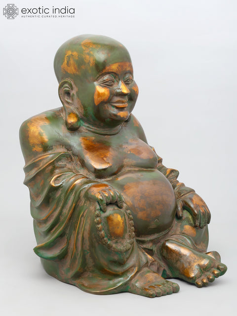 18" Laughing Buddha Statue in Brass | Handmade | Made In India