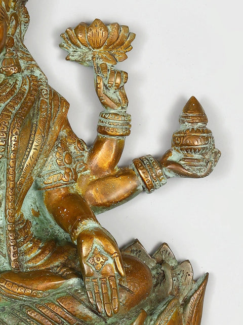 19" Six Armed Blessing Goddess Lakshmi | Wall Hanging | Brass Statue