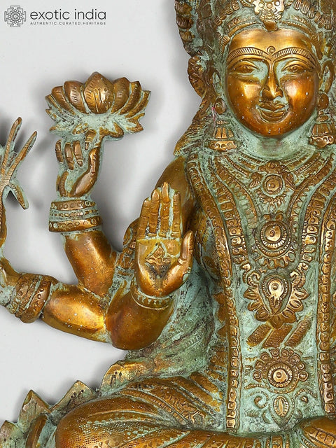 19" Six Armed Blessing Goddess Lakshmi | Wall Hanging | Brass Statue