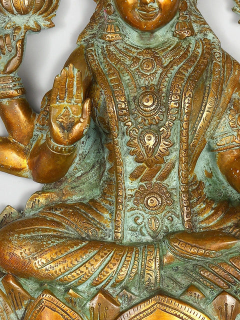 19" Six Armed Blessing Goddess Lakshmi | Wall Hanging | Brass Statue